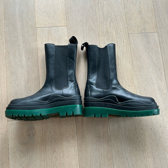 Shoes - Chelsea Black Boots with Green Soles - Veagan leather Size 8.5